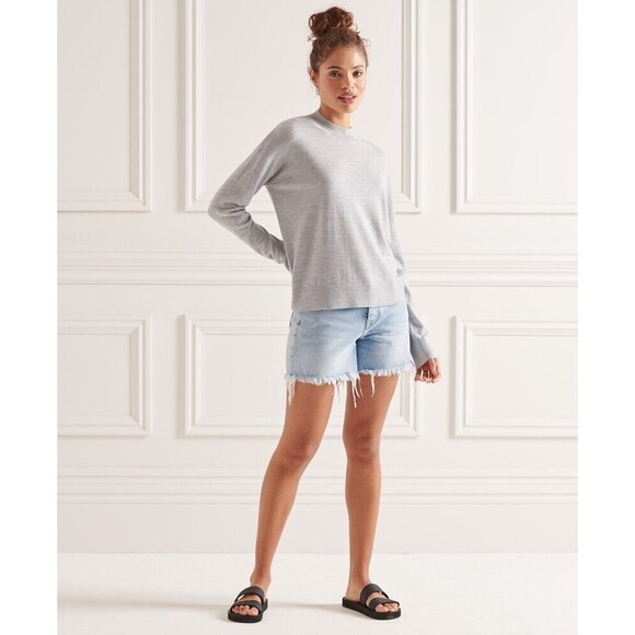 Superdry Studios Merino Mock Neck Jumper Sweater in Mid Marl Size 12 US NWT!!! - Picture 2 of 7